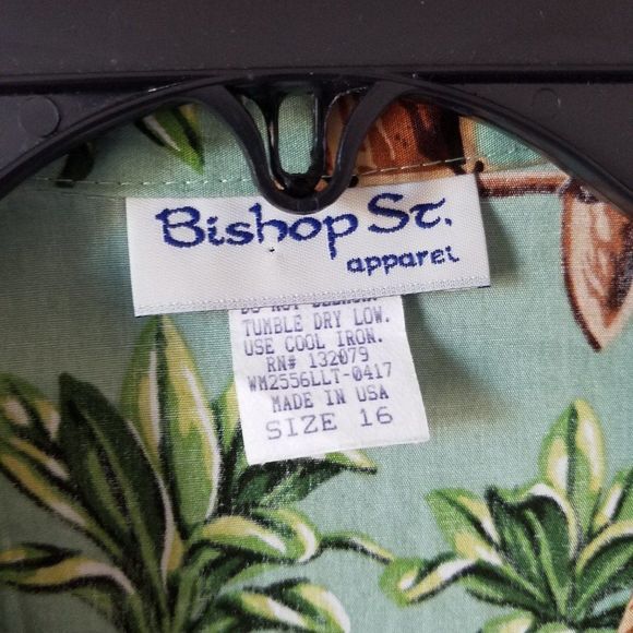 Bishop St. Apparel Boy Hawaii Short Sleeve Button Down Shirt size 16 green - Picture 3 of 5